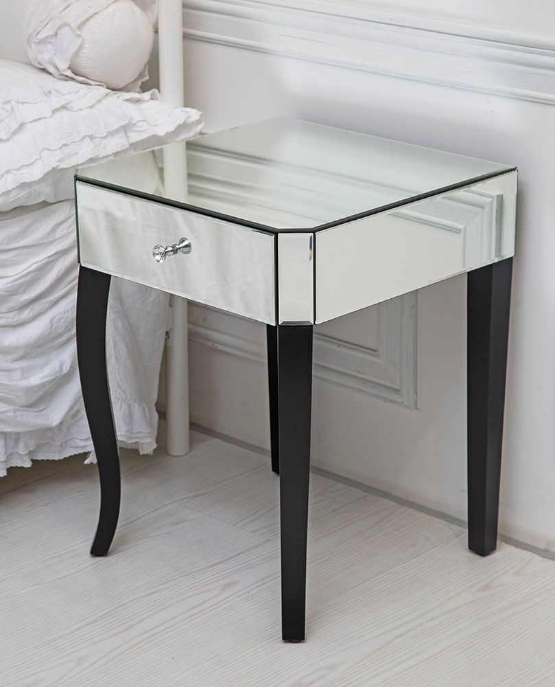 Single Drawer Venetian Mirrored Glass Side Table With throughout measurements 809 X 1000