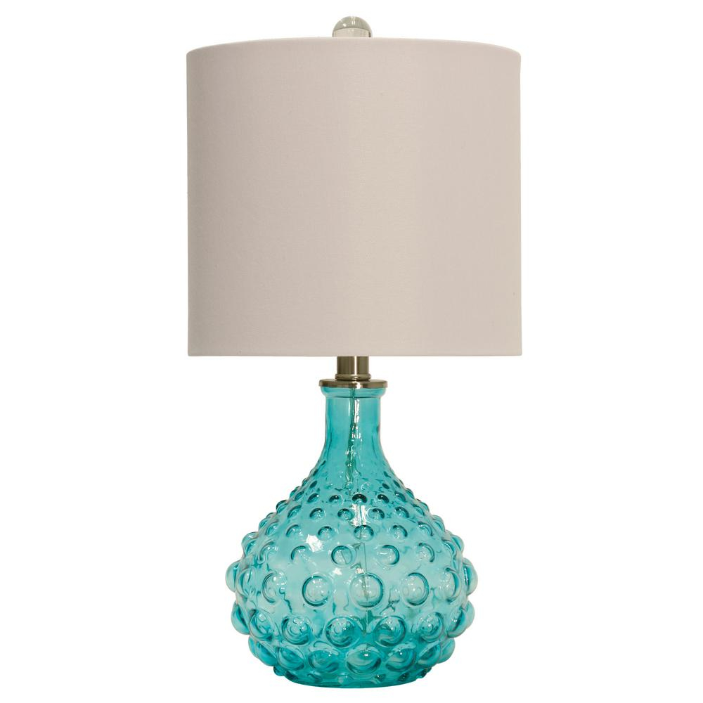 Stylecraft 20 In Blue Table Lamp With Off White Hardback Fabric Shade within dimensions 1000 X 1000
