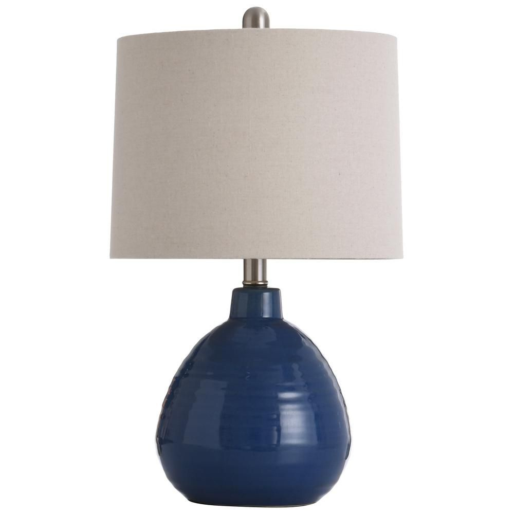 Stylecraft 215 In Sailor Navy Blue Table Lamp With Beige intended for proportions 1000 X 1000