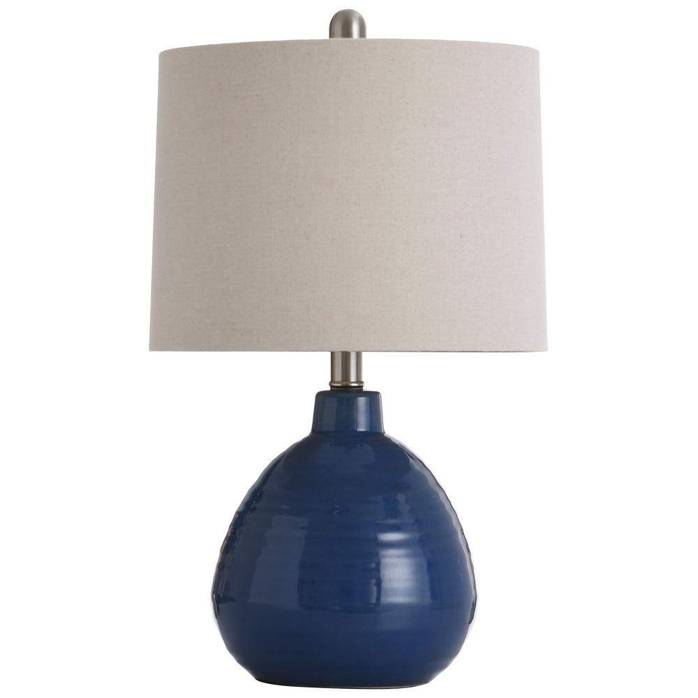 Stylecraft 215 In Sailor Navy Blue Table Lamp With Beige with sizing 1000 X 1000