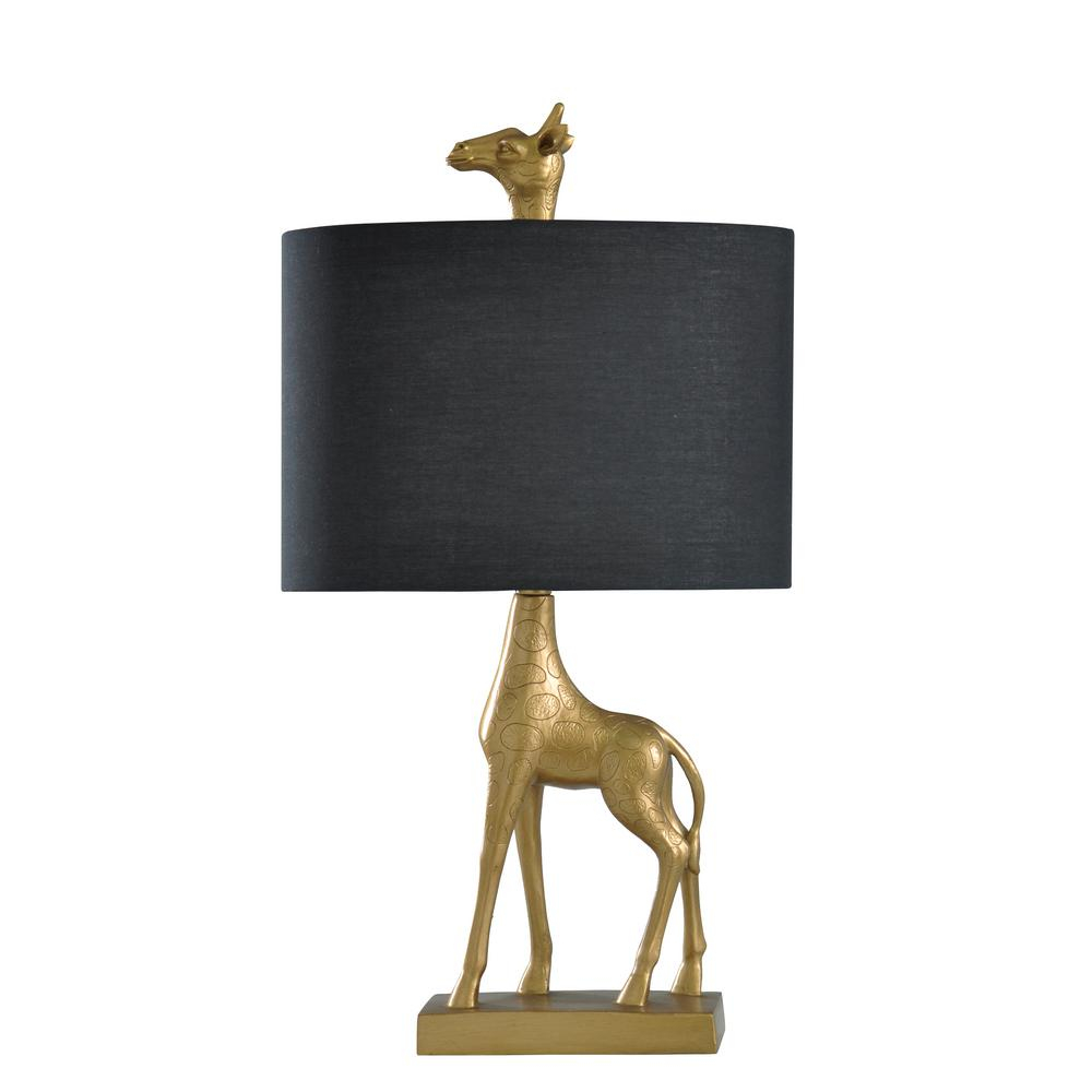 Stylecraft 27 In Solid Gold Table Lamp With Navy Blue Hardback Fabric Shade intended for size 1000 X 1000