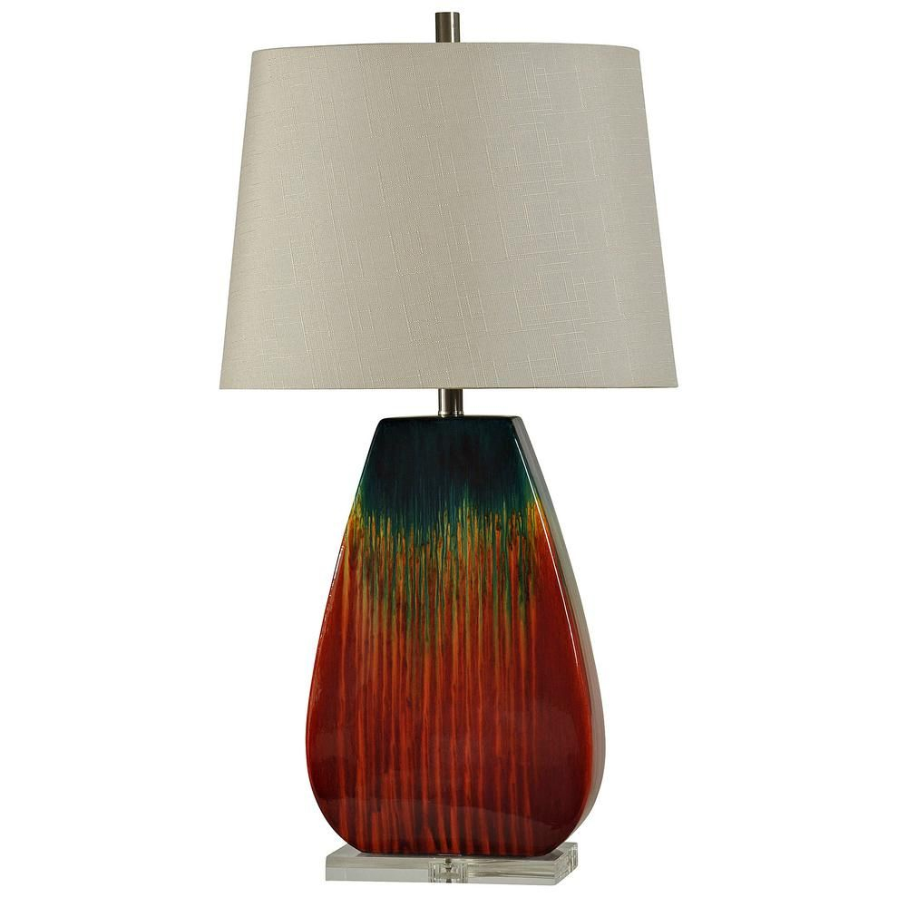 Stylecraft 36 In Red And Blue Glaze Table Lamp With White throughout dimensions 1000 X 1000