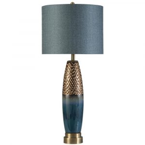 Stylecraft 37 In Blue Copper Table Lamp With Bedford Styrene Shade inside measurements 1000 X 1000