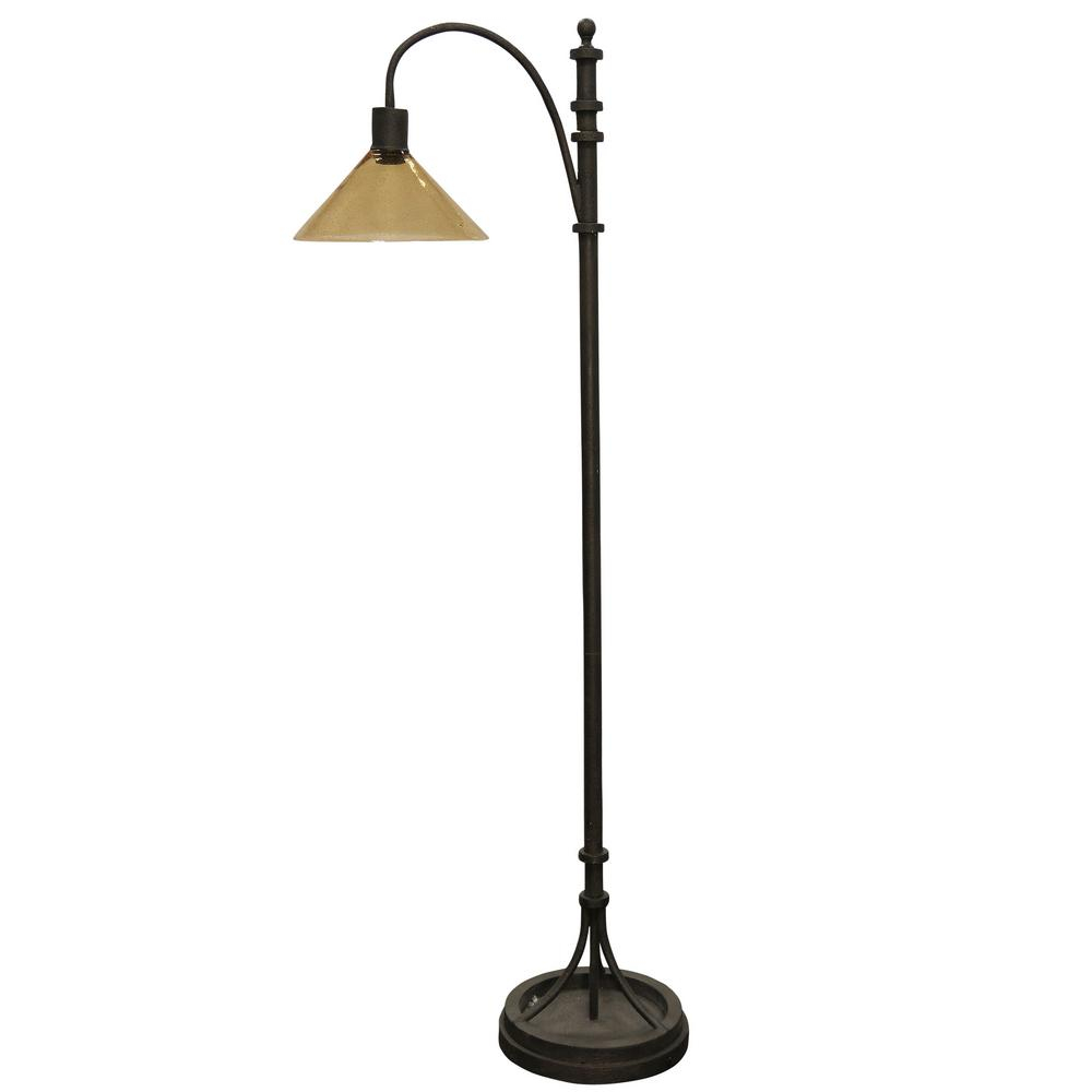 Stylecraft 653 In Industrial Bronze Floor Lamp With Clear Dimpled Glass Shade within measurements 1000 X 1000