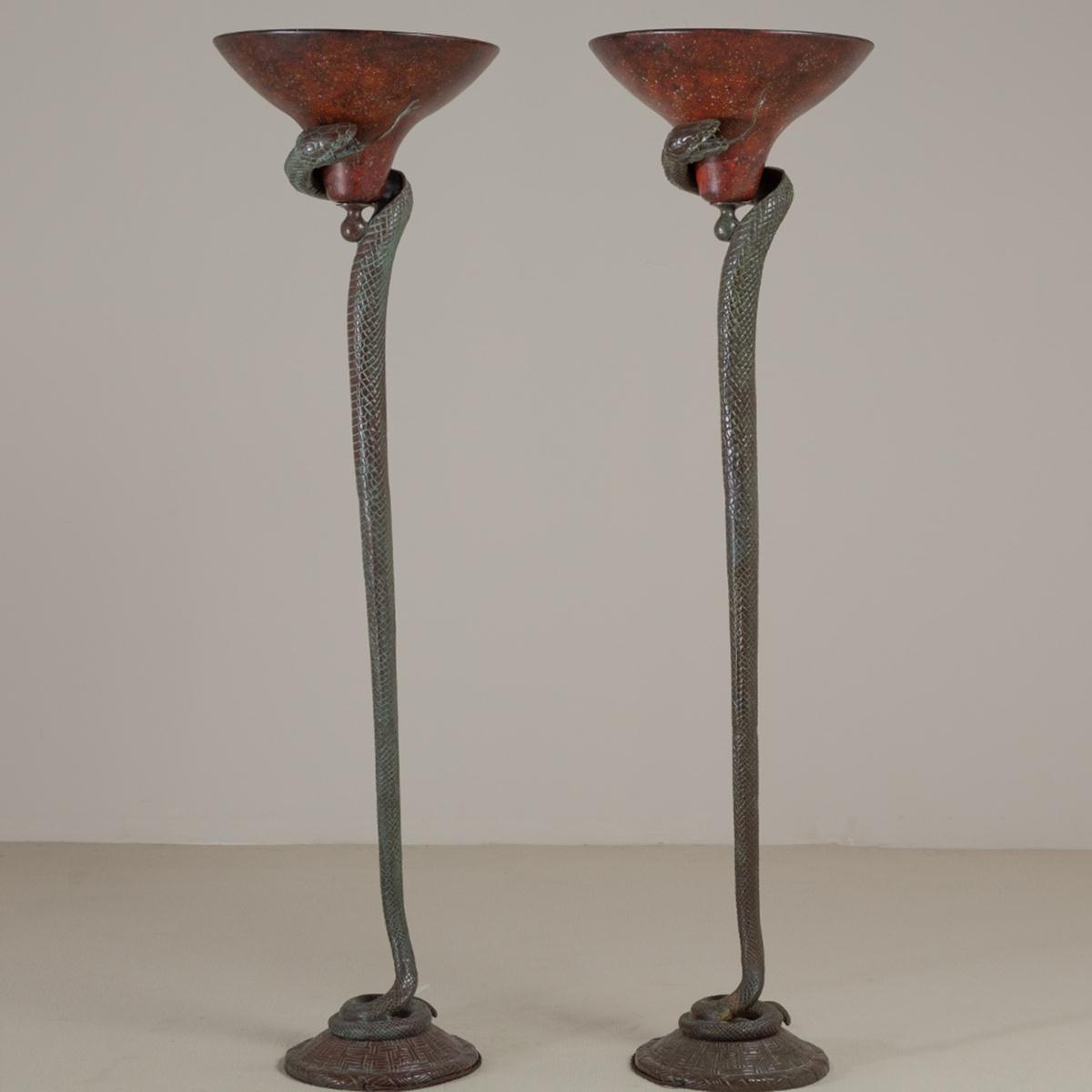 Talisman A Pair Of Snake Floor Lamps In The Manner Of Edgar inside measurements 1200 X 1200