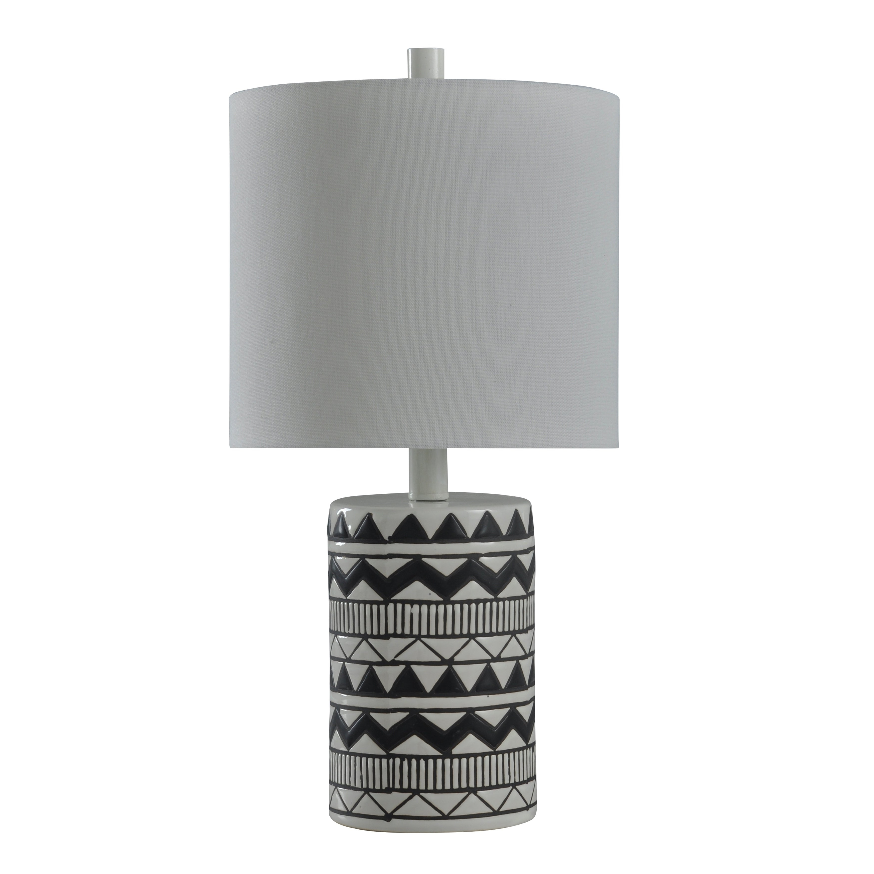 The Curated Nomad Black And White Geometric Pattern Cylinder Table Lamp regarding sizing 3500 X 3500