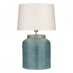 Tidal Blue Table Lamp Ribbed Baseclassic White Shade with proportions 1000 X 1000