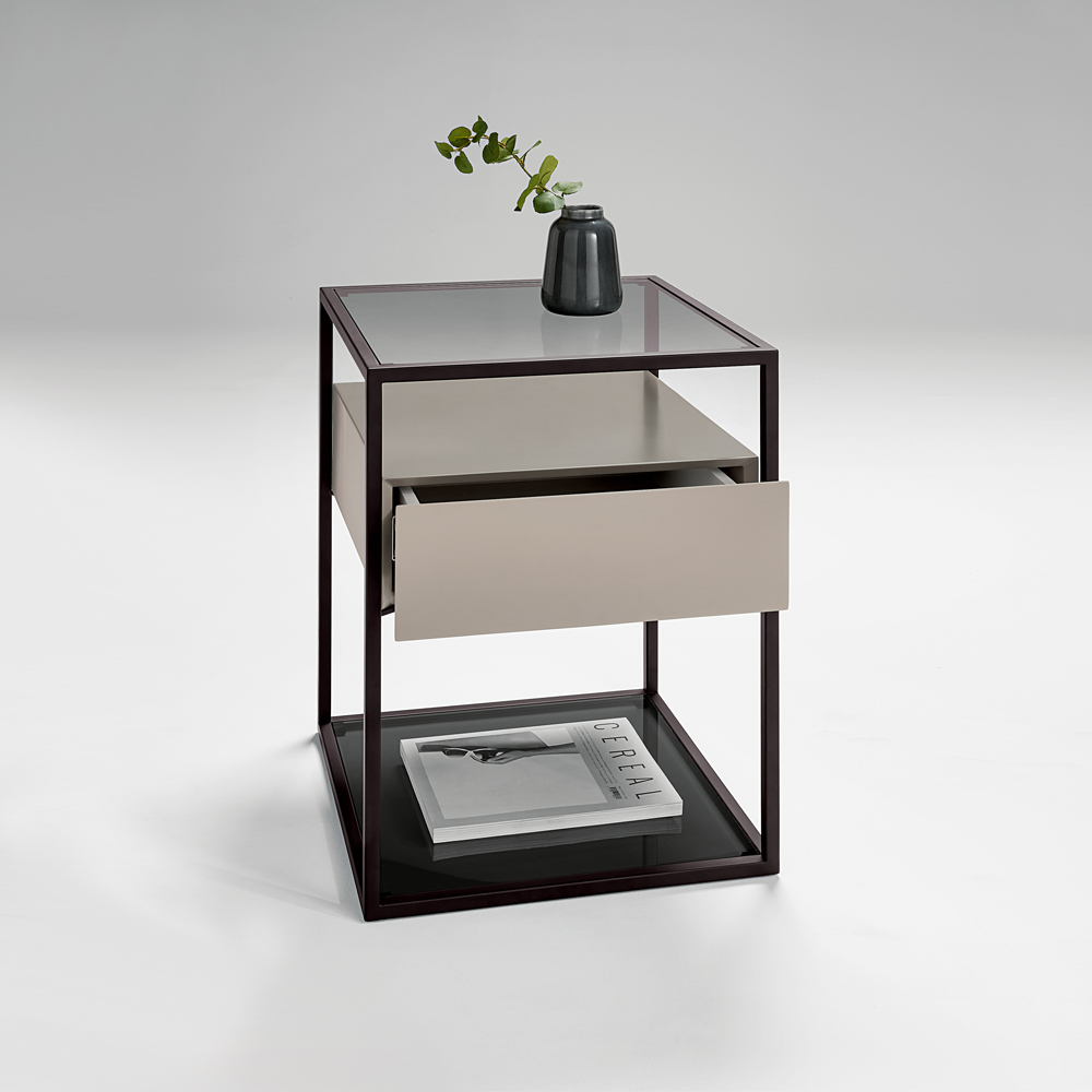Tribeca Lamp Table With Drawer Rectangular Black Metal pertaining to size 1000 X 1000