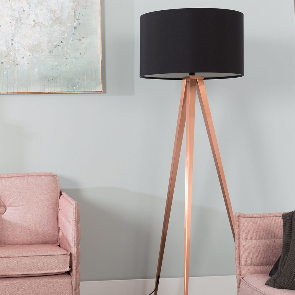 Tripod Copper Floor Lamp In Black Copper Home Decor Ideas within dimensions 1000 X 1000