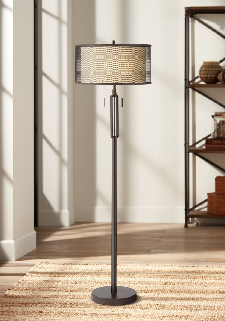 Turnbuckle Bronze Floor Lamp With Double Shade 16w00 pertaining to sizing 749 X 1067