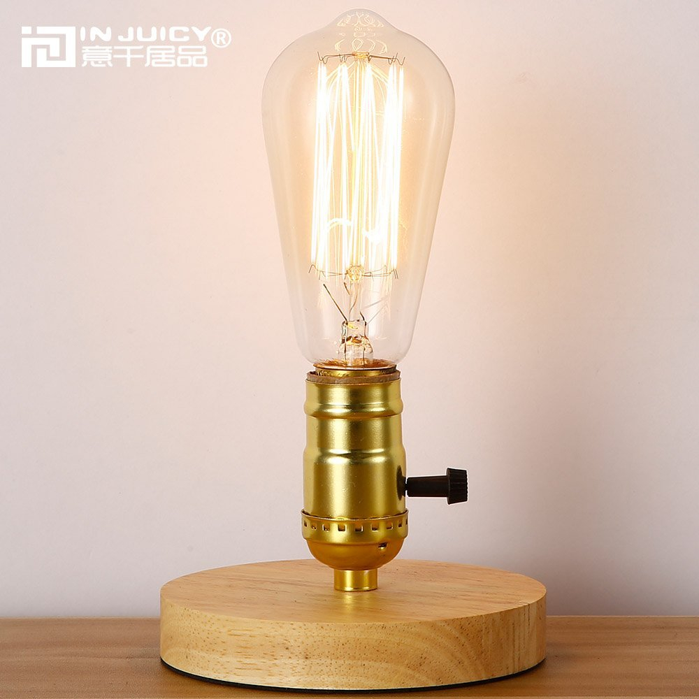 Us 220 Vintage Industrial E27 Led Wood Table Light Antique Retro Edison Bulb Wooden Study Desktop Decoration Desk Lamp In Desk Lamps From Lights within proportions 1000 X 1000