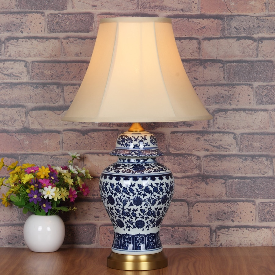 Us 2502 10 Offart Chinese Porcelain Ceramic Table Lamp Bedroom Living Room Wedding Table Lamp Jingdezhen Blue White Retro Lamp Table In Table within measurements 900 X 900