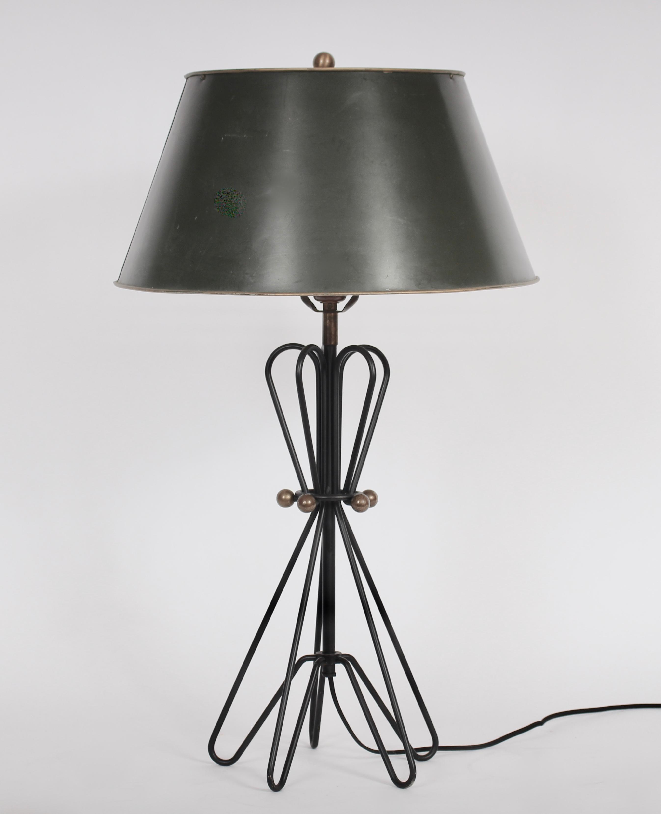 Verplex Tony Paul Style Black Hairpin Table Lamp With Brass Ball Accents 1950s with size 2693 X 3317