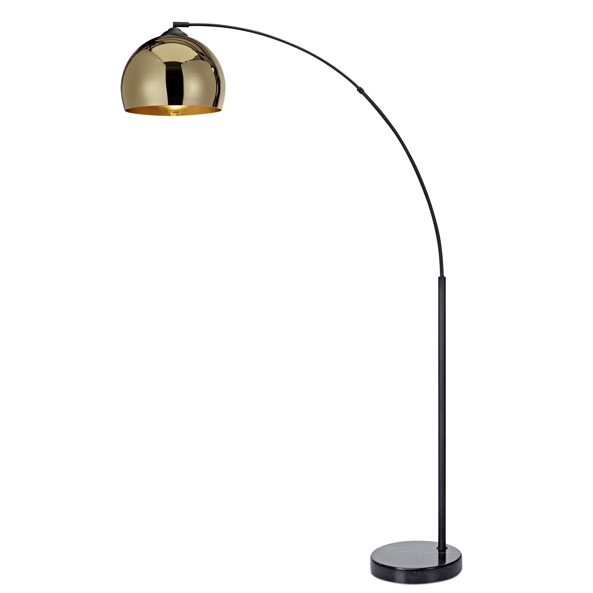 Versanora Arquer Arc Floor Lamp With Gold Shade And Black intended for dimensions 2000 X 2000