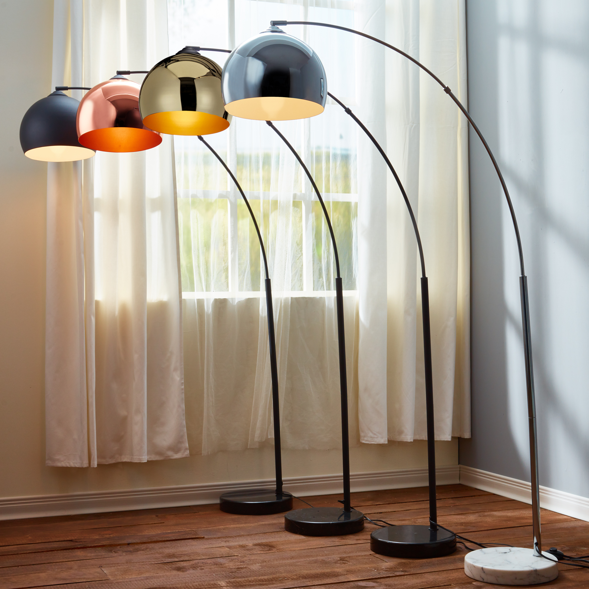 Versanora Arquer Arc Floor Lamp With Matt Black Shade And Black Marble Base intended for measurements 2000 X 2000