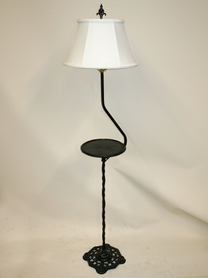 Vintage Black Iron Tray Table Reading Floor Lamp C 1950 with regard to dimensions 800 X 1067