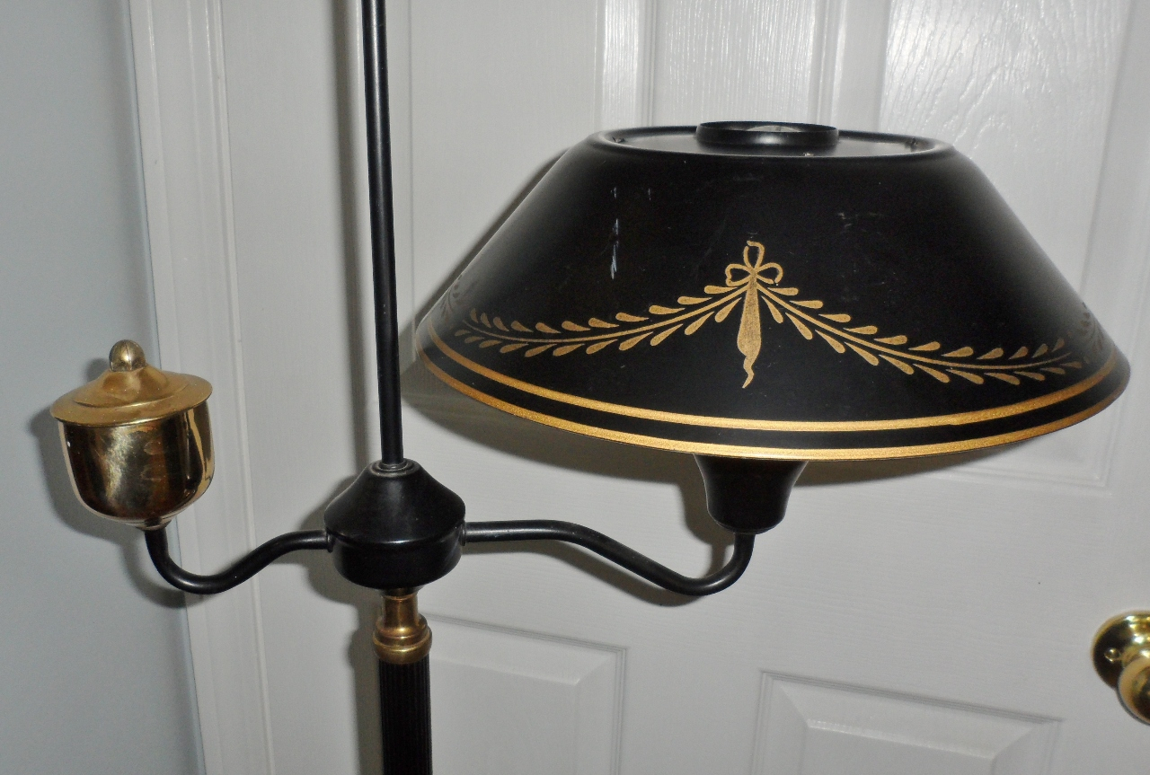 Vintage Mid Century Mod Black Gold Leaf Pattern Metal Tole throughout measurements 1280 X 863