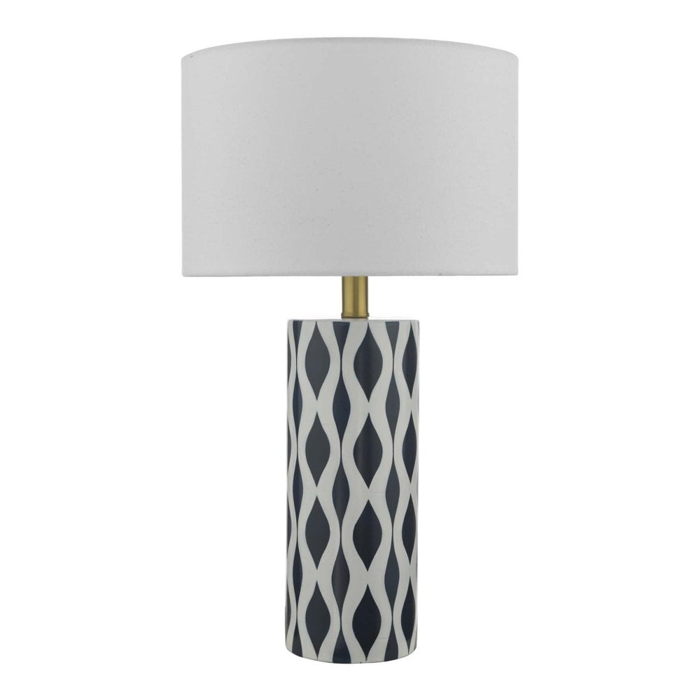 Weylin Ceramic Table Lamp Navy Blue And White Waves With Shade intended for sizing 1000 X 1000