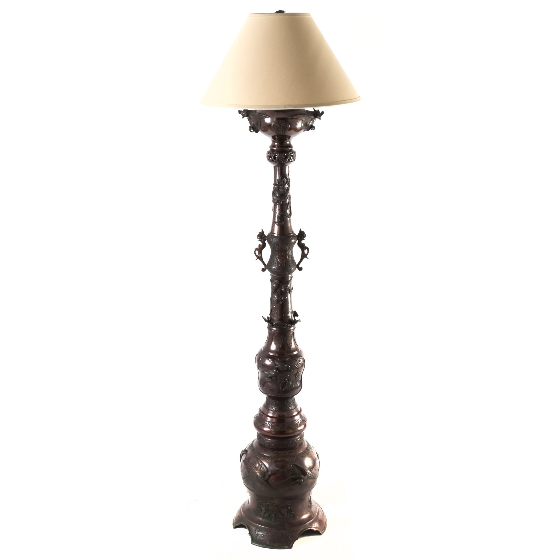 Wonderful Large Antique Japanese Bronze Floor Lamp This pertaining to proportions 1920 X 1920