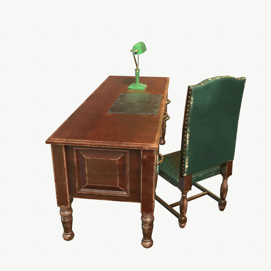 Writing Desk Chair Lamp 3d Interior Furniture 3d Model 5 intended for proportions 900 X 900