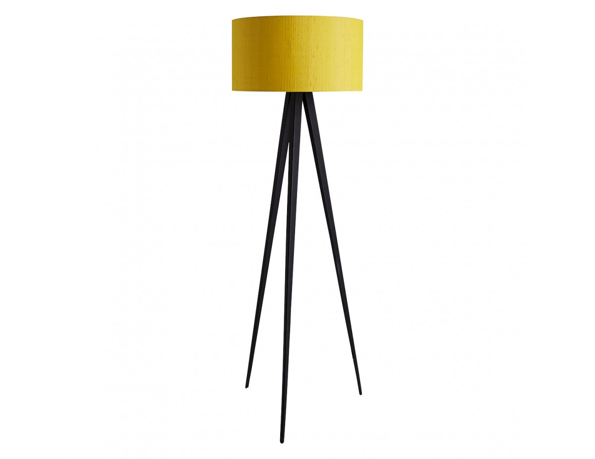 Yves Black Floor Lamp With Yellow Silk Shade for measurements 1200 X 925
