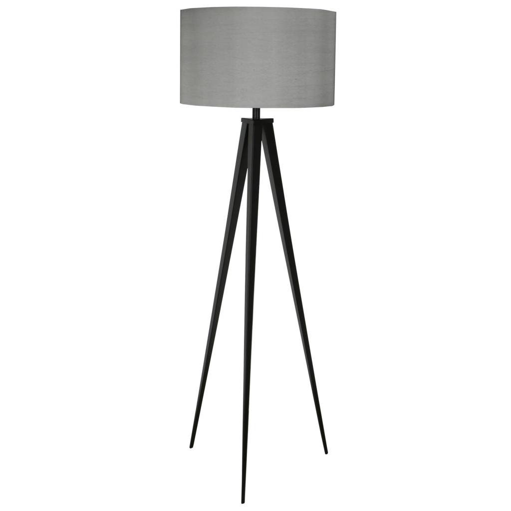 Zuiver Tripod Floor Lamp Black Metal Gray Fabric 157x50cm intended for sizing 1024 X 1024