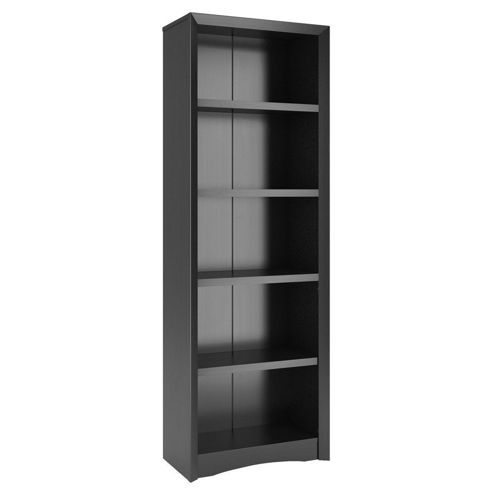 71 Quadra Tall Bookcase Faux Woodgrain Finish Black within dimensions 1000 X 1000