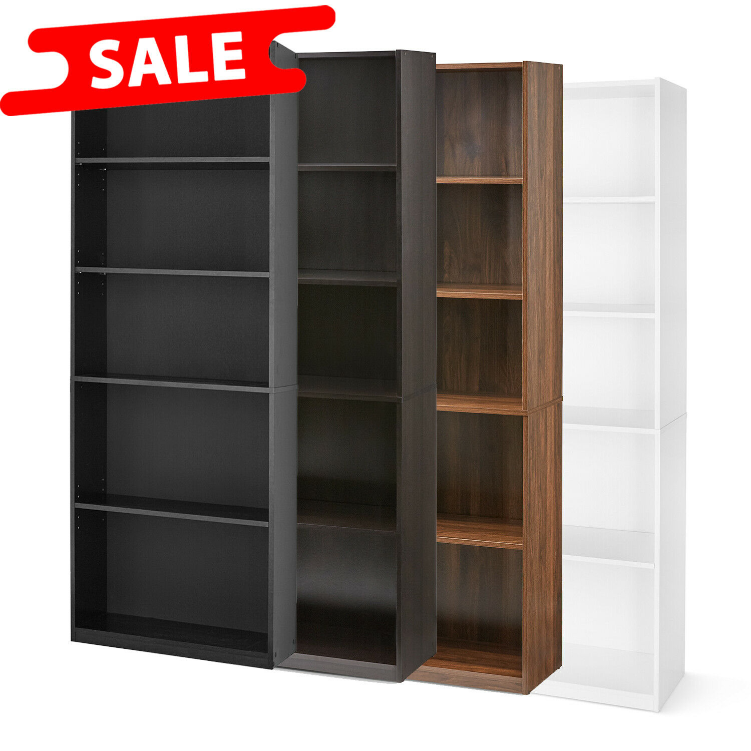 71 Tall Wood 5 Shelf Bookcase Closed Back Storage Shelves Bookshelf Book Case with sizing 1500 X 1500