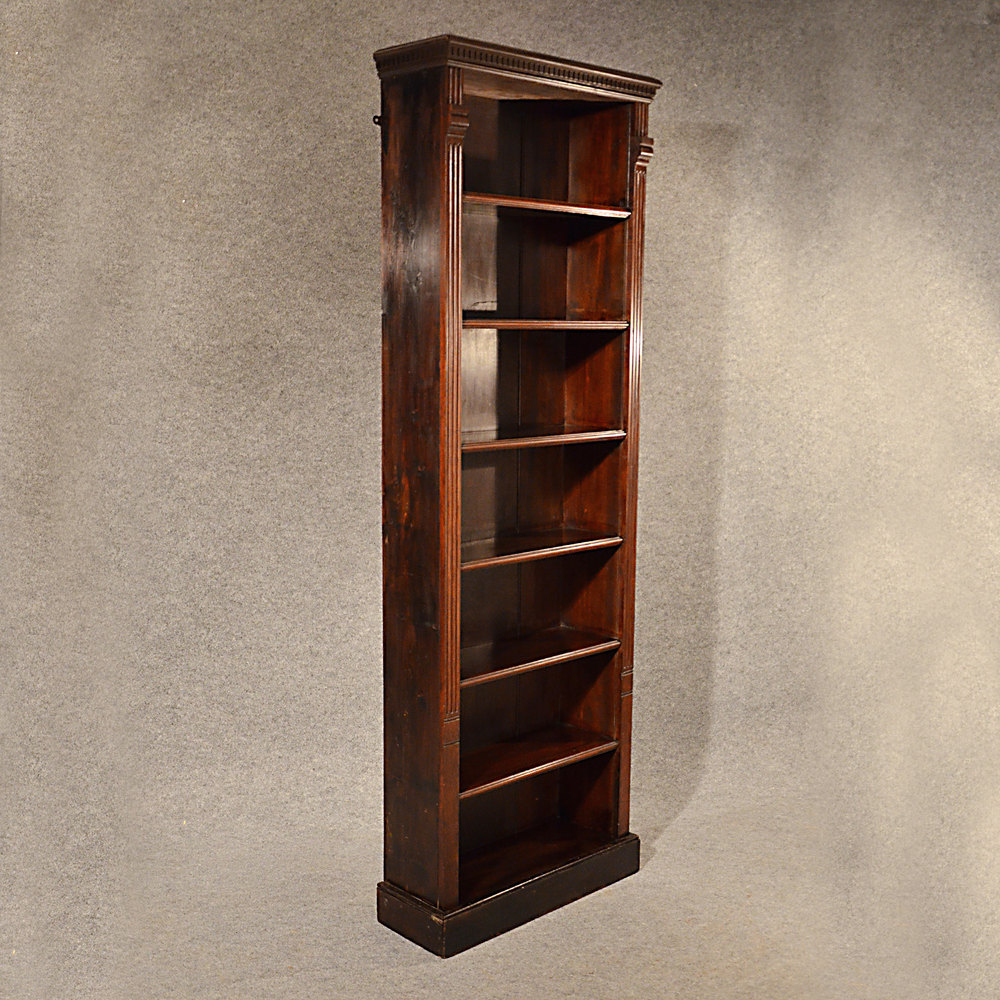 Antique Oak Tall Bookcase Narrow Library Cabinet inside proportions 1000 X 1000