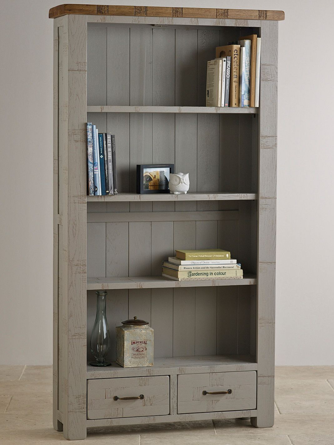 Book Case Clermont Painted Rough Sawn Solid Oak Tall regarding size 1069 X 1425