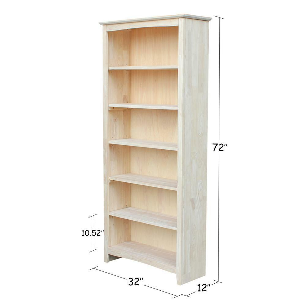 Bookcase 72 In H Closed Back Ready To Finish Solid Wood With Adjustable Shelves regarding measurements 1000 X 1000