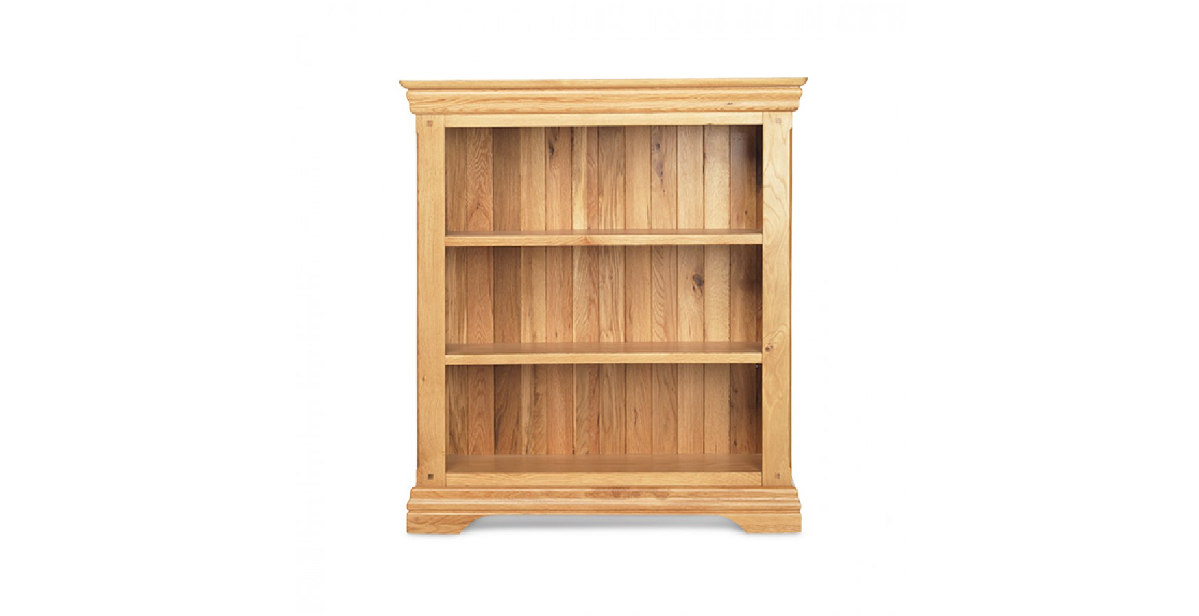 Breton Oak Low Bookcase with proportions 1750 X 900