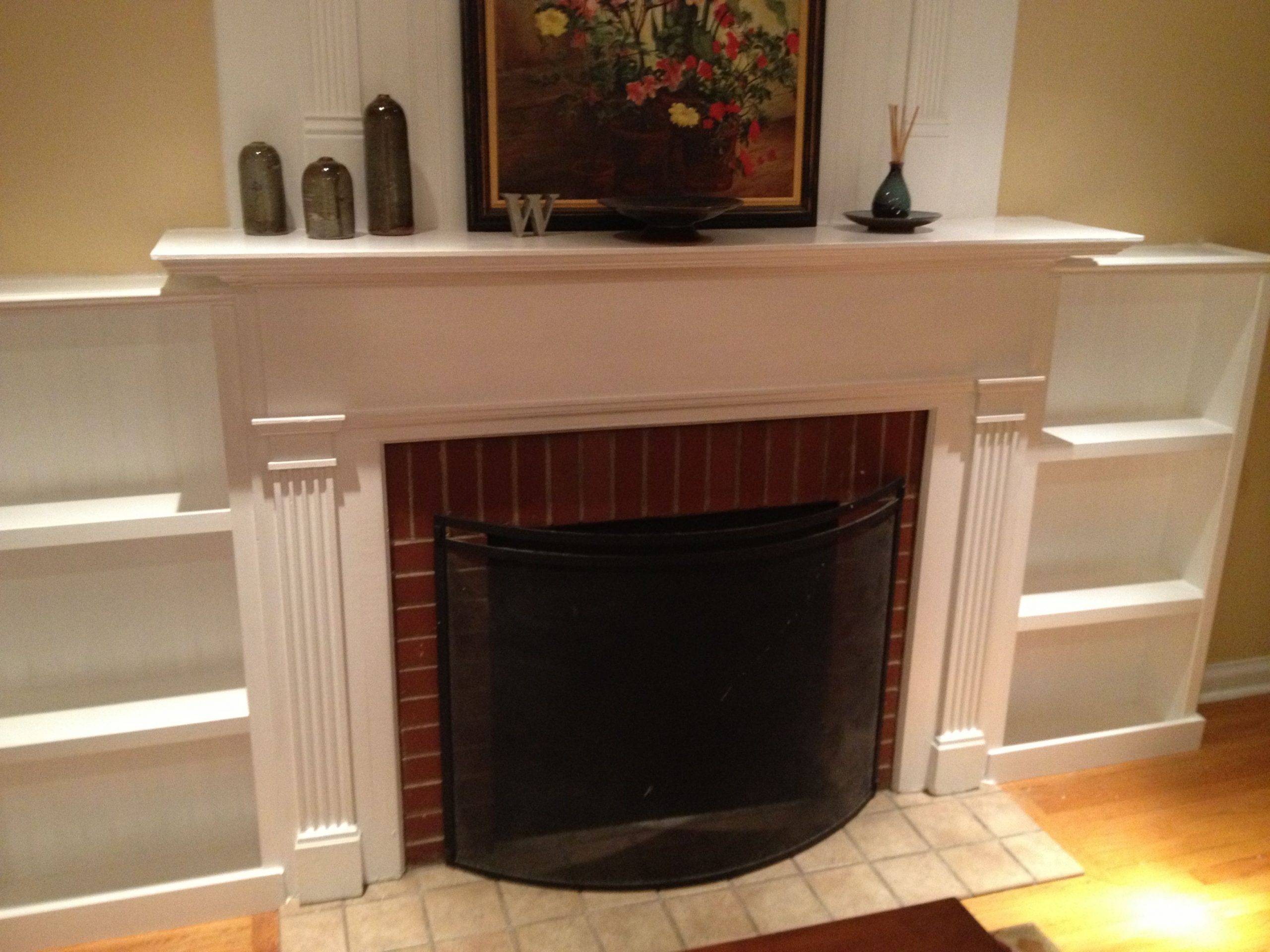 Built In Bookcases Around Fireplace Fireplace Facelift throughout size 3264 X 2448