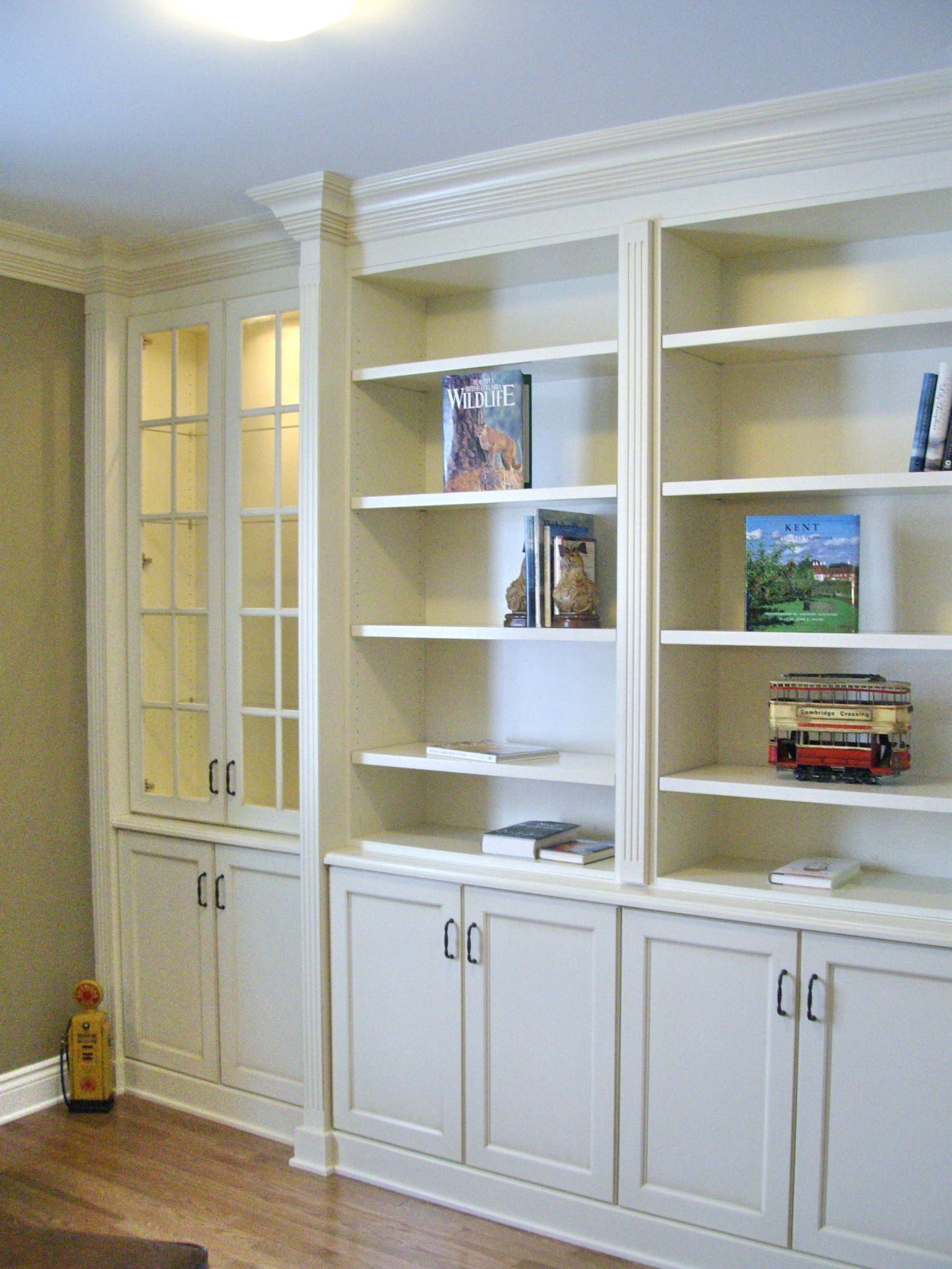 Built In Bookcases With Fluted Column Detail Large Crown with regard to size 1536 X 2048