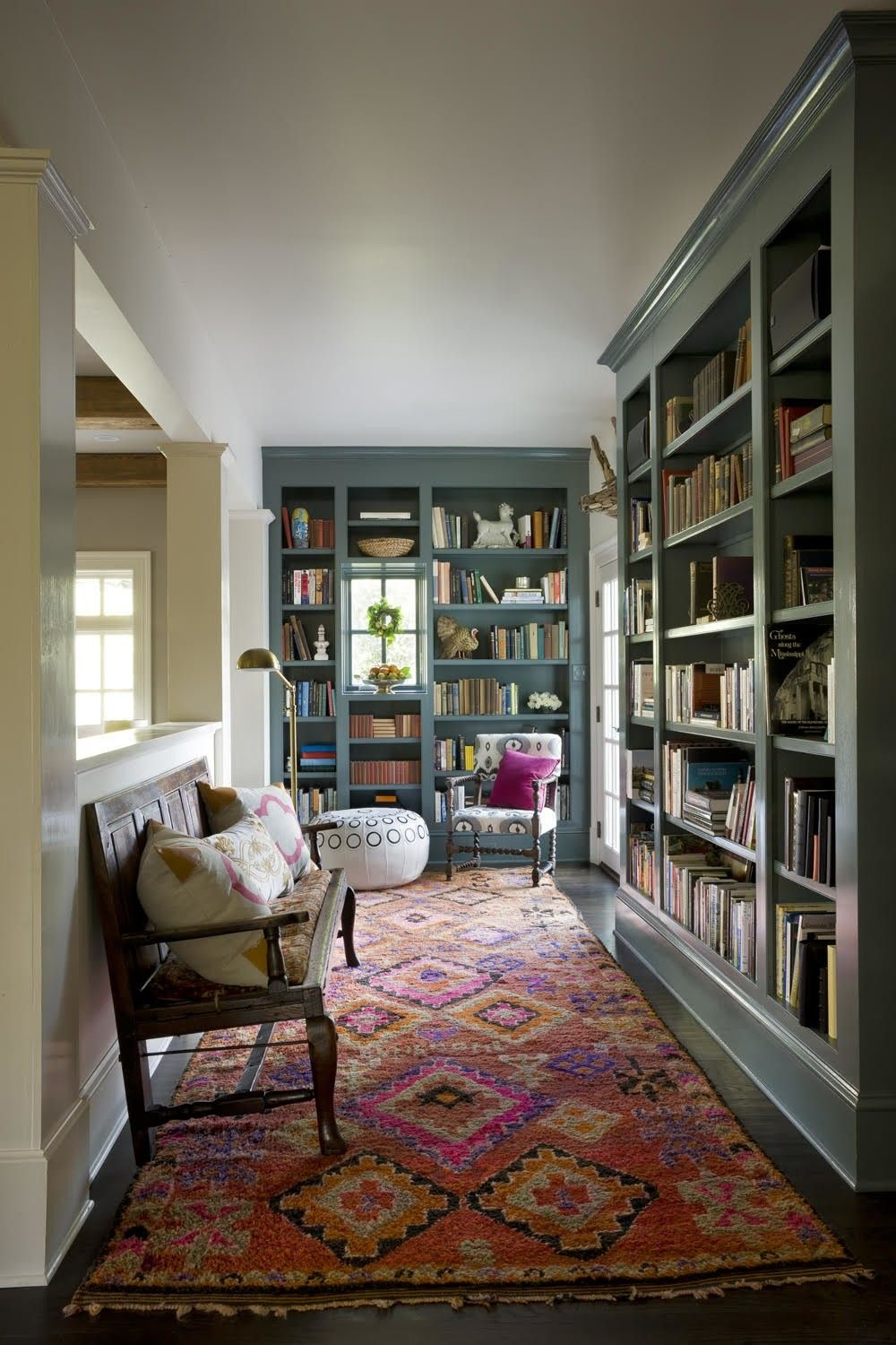 Built In Bookshelves Painted Cornflower Blue Designed regarding sizing 1000 X 1500