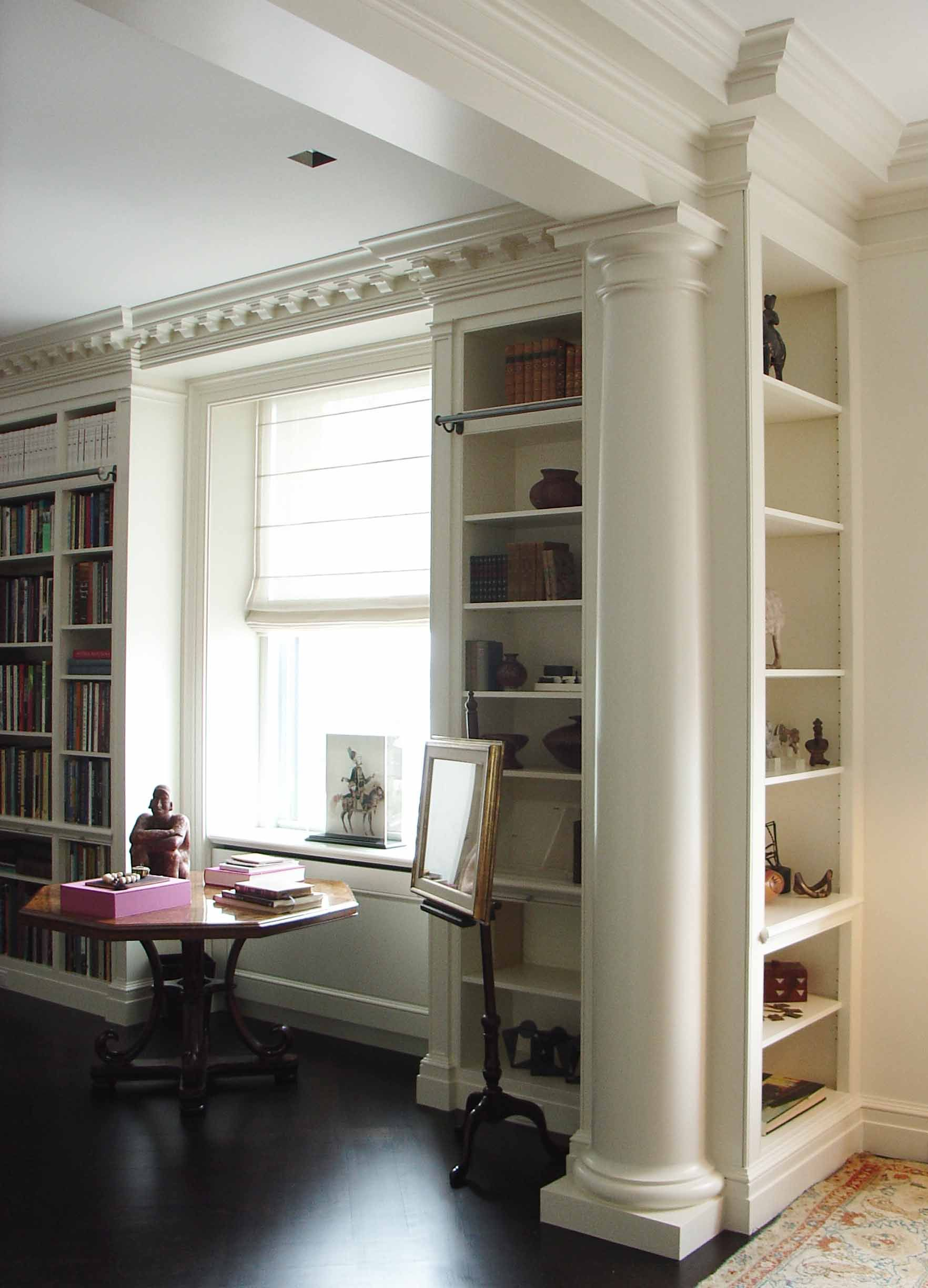 Built In Floor To Ceiling Bookcases And Dental Crown Molding within measurements 1764 X 2448