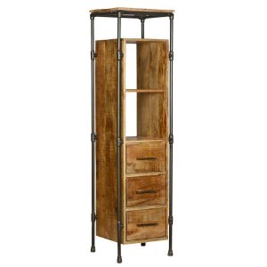 Calgary 4 Open Shelf Industrial Tall Narrow Bookcase With Drawers in dimensions 1200 X 1200