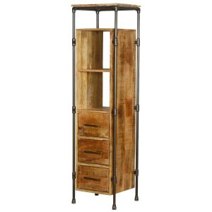 Calgary 4 Open Shelf Industrial Tall Narrow Bookcase With Drawers intended for size 1200 X 1200