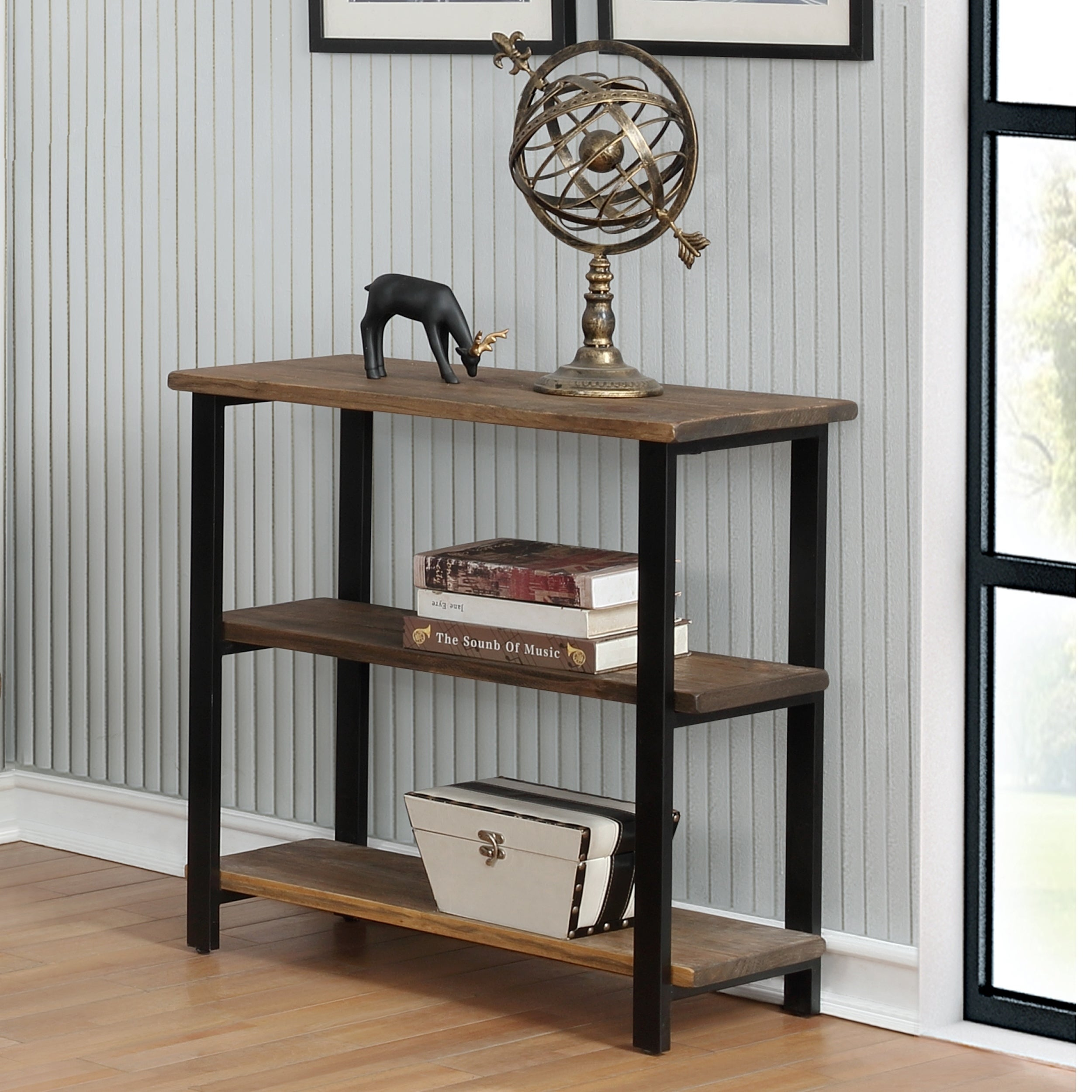 Carbon Loft Lawrence 2 Shelf Metal And Solid Wood Under Window Bookcase with regard to sizing 2500 X 2500