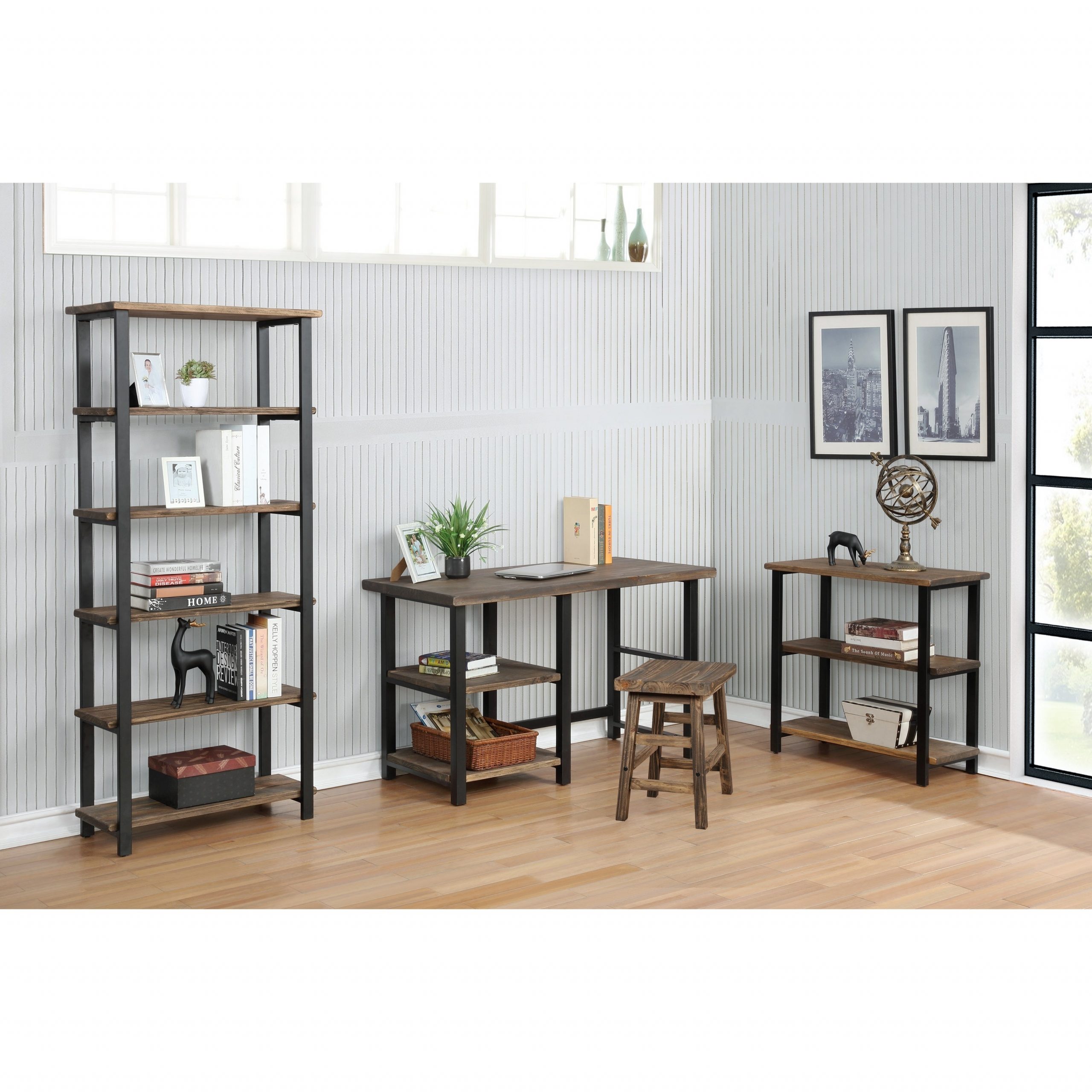 Carbon Loft Lawrence 5 Shelf Metal And Solid Wood Bookcase with regard to dimensions 3500 X 3500