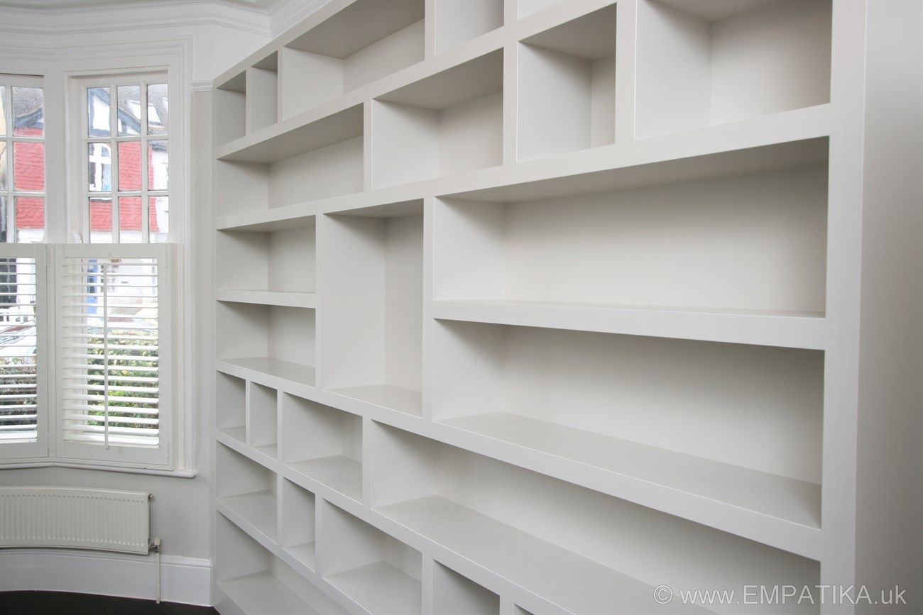 Contemporary Bespoke Shelving With Window In Background In A with regard to sizing 1300 X 867