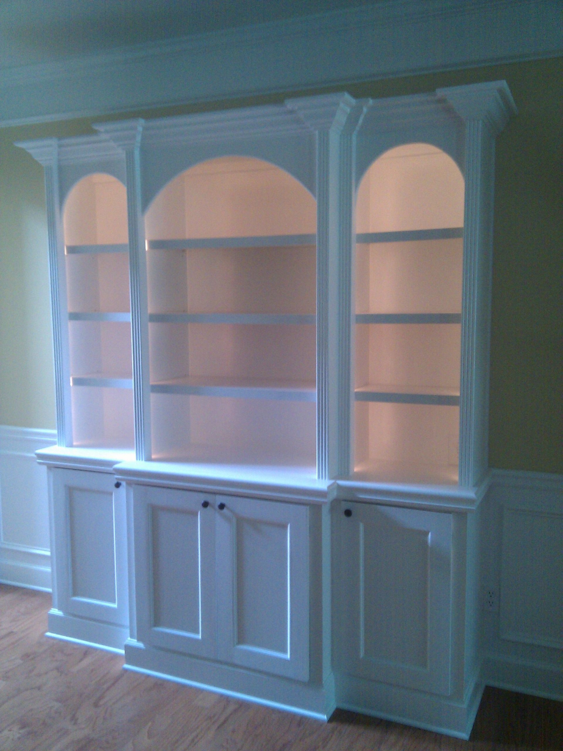 Custom Built In Bookcases With Arched Tops Fluted Column within dimensions 1944 X 2592