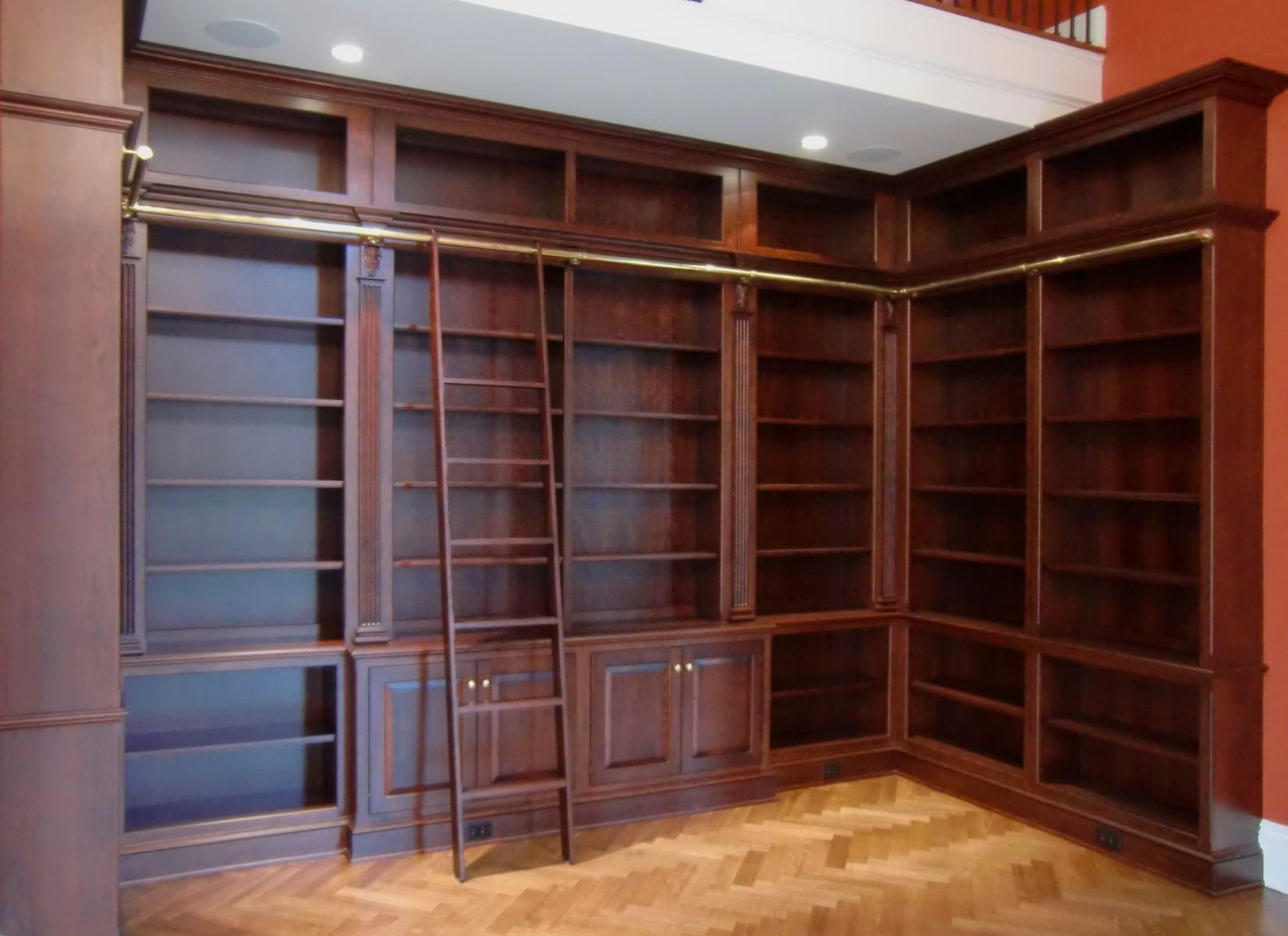 Custom Made Library Bookcases With Ladder Home Library Design regarding measurements 1652 X 1200