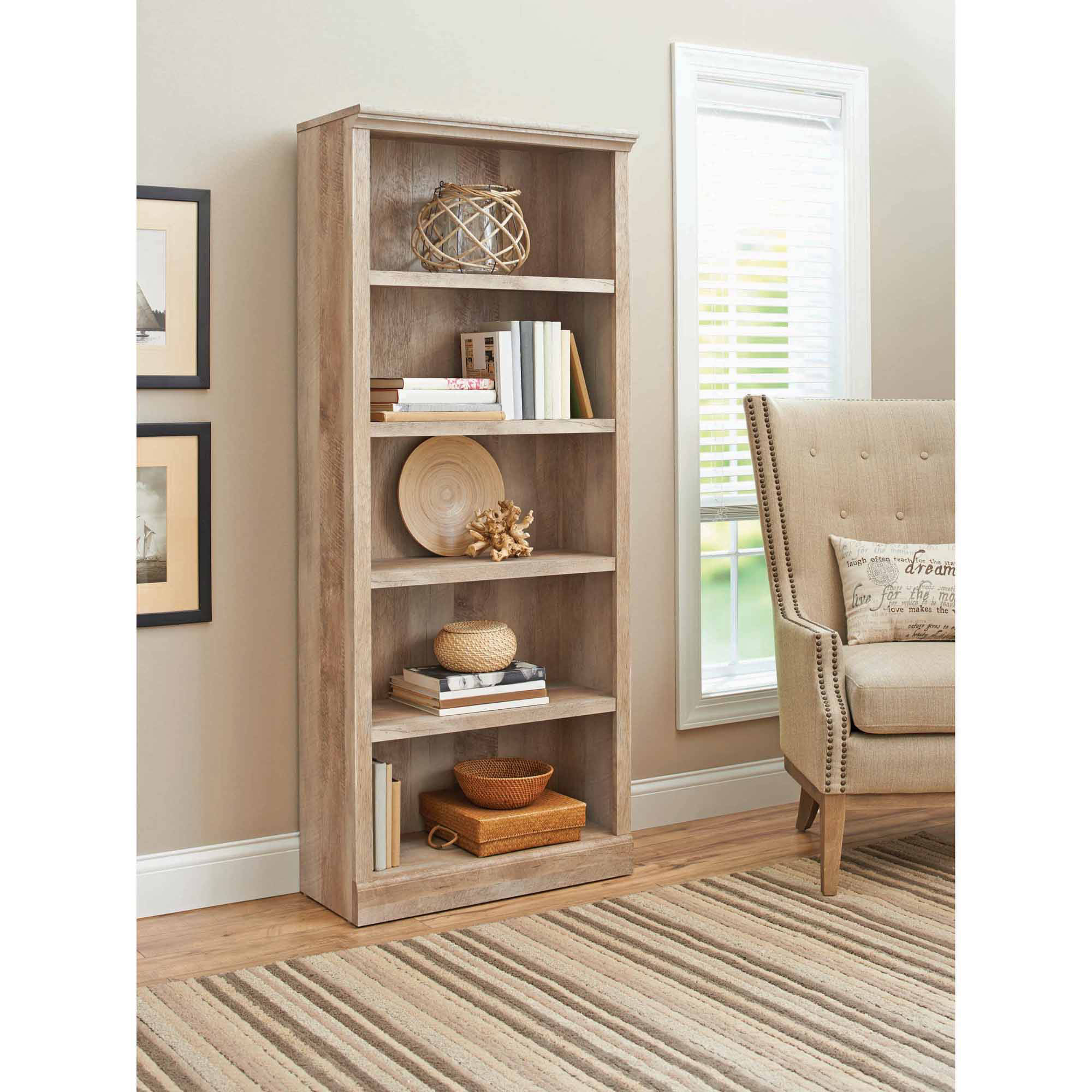 Details About 5 Shelves Wood Bookcase Adjustable Rustic Shelf Storage Tall Country Bookshelf regarding size 2000 X 2000