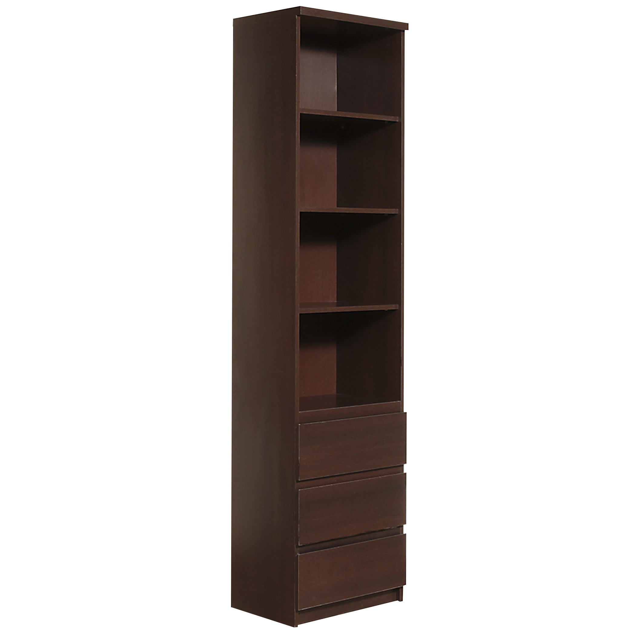 Details About Enzo Dark Mahogany Effect Tall Slim 3 Drawer Bookcase Modern Shelving Unit With Size 2084 X 2084 