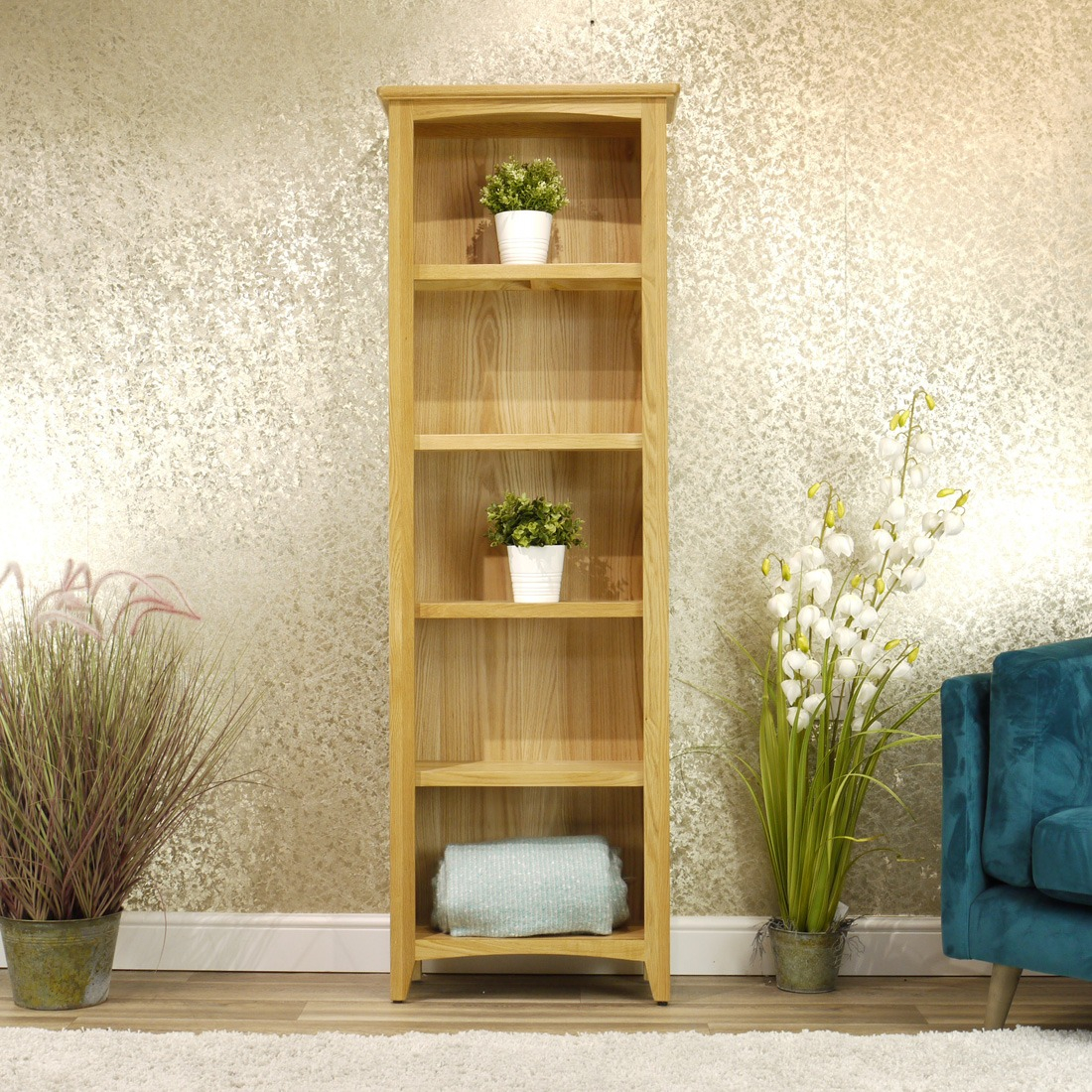 Details About Oakland Modern Oak Bookcase Tall Narrow Bookshelf Light Wood Tone throughout sizing 1100 X 1100