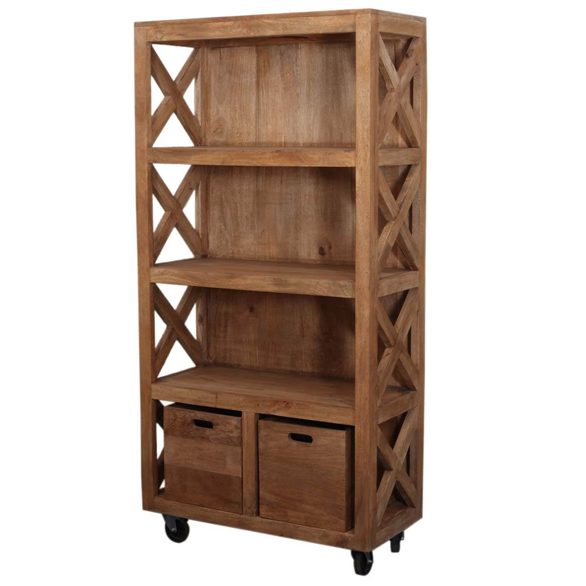 Dinuba 4 Open Shelf Modern Rustic Solid Wood Bookcase pertaining to proportions 1200 X 1200