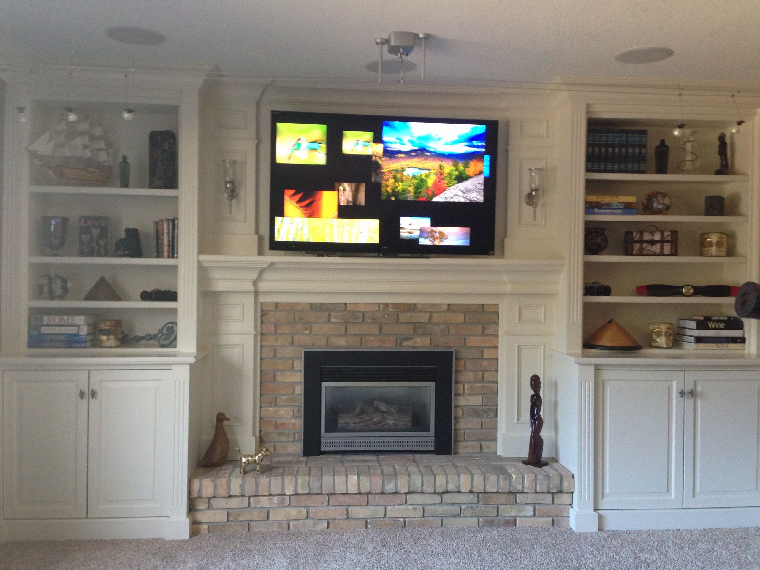 Fireplace With Shelving Unites On Each Side Built In regarding sizing 3264 X 2448
