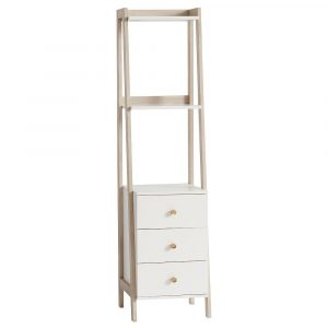 Highland Narrow Bookcase With Drawers Weathered White inside sizing 1000 X 1000