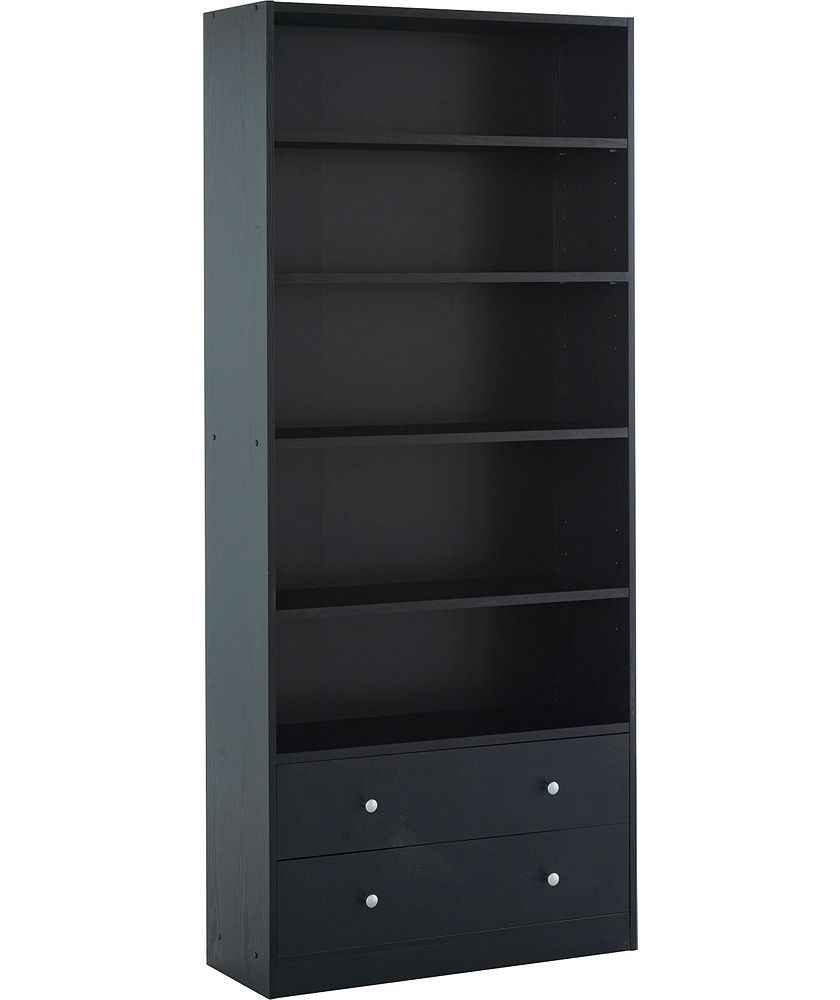 Home Maine 4 Shelf 2 Drawer Bookcase Black Ash Effect regarding measurements 840 X 1000